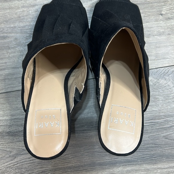 KAARI blue suede black heels - size 7.5 - Picture 2 of 6